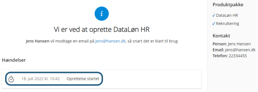 oprettelse starter
